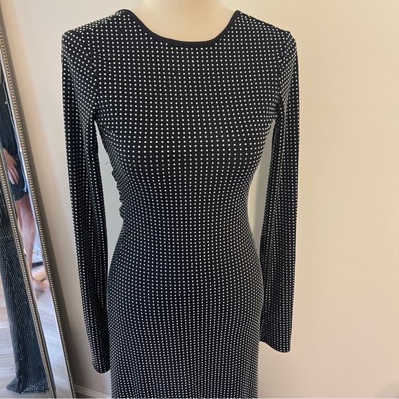 WeWoreWhat Crystal Backless Gown Size 0 Long Sleeve small black party dress - Picture 5 of 11